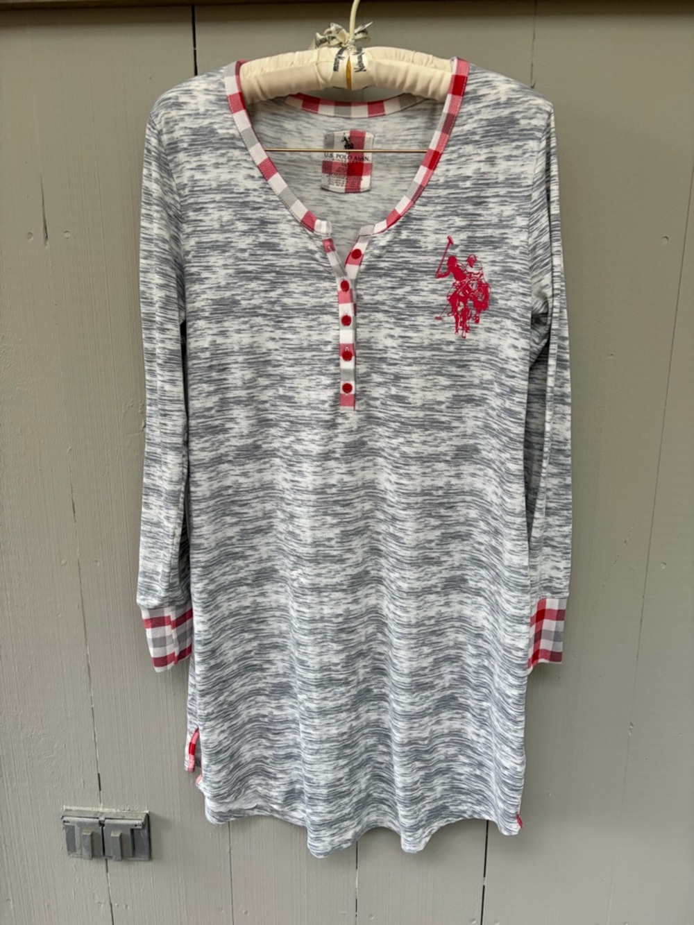 U.S. Polo Assn. Heathered Gray Nightshirt with Pink Accents